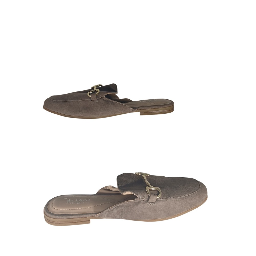 Alfani Garland Mules 8.5M Taupe Brown Horsebit Faux Suede Flat Step N Flex